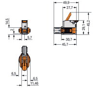 1vodičová pružinová svorkovnice, Páčka, Push-in CAGE CLAMP, Světle šedá