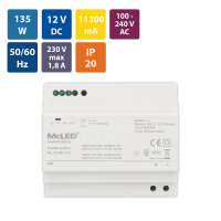 Napájecí zdroj 135W, DC12V/11,3A, IP20, na DIN lištu MCLED ML-732.081.11.0