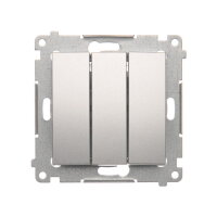 Trojitý spínač 3x 1 s orientačním podsvětlením LED, 10AX, 250V, stříbrná matná