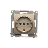 Zásuvka typu Schuko s clonkami, 16A, 250V~, zlatá matná, metalizované