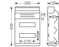 KV 90-Jističová skříň 24 modulů (2x12x18mm), IP54 HENSEL KV 2524
