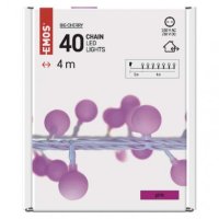 LED světelný cherry řetěz kuličky 2,5 cm 4 m venkovní i vnitřní růžová časovač