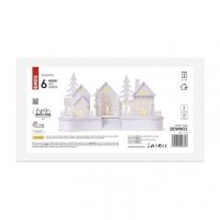 LED dekorace dřevěná bílá - vesnička 16 cm 2x AA vnitřní teplá bílá časovač
