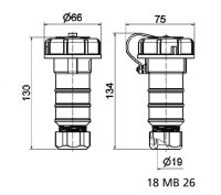 Bals 746 Spojka SCHUKO modrá + víčko 16A 3p 230V IP68