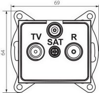 DOMO Zásuvka SAT-TV-R koncová - černá KANLUX 36489