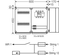 Připojovací skříň FV 12x string s pojistkou, 1x vstup střídače HENSEL MI PV 3621