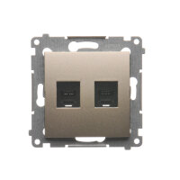 Telefonní zásuvka RJ12 dvojnonásobná, zlatá matná, metalizované DT2.01/44