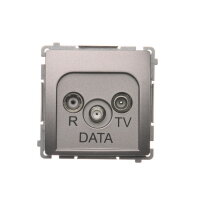 Zásuvka RTV-DATA 1x vstup: 5-865MHz, Inox KONTAKT SIMON BMAD.01/21
