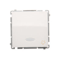 Ovládač zapínací ZVONEK, s orientačním LED, řazení 1/0 So, 10AX, 250V,bílá