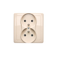 zásuvka 2P+T dvojitá s clonkami béžová KONTAKT SIMON BMGZ2Z/12
