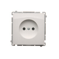 Zásuvka jednonásobná bez uzemnění se clonami elektrických kolejí bílá