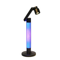 LED stolní lampa 10W RC stmívatelná, 3CCT RGB, noha 500lm černá ECOLITE LU17C-CR