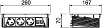 OBO DBK2-D4 D3S2K Stolní zásuvkový box 3x230V+2xRJ45 260x167x68 Nerez
