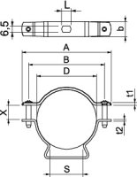 OBO ASL 733 63 G Distanční příchytka s připojovacím závitem M6 53-63mm Ocel