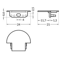 Wireli 3202013602 LEDeye Krytka profilu - zapuštěný