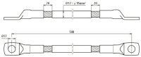 Ocelová uzemňovací oboustraná spojka s kabelovým okem prům. 17mm délka 500mm
