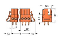 Pružinová svorkovnice THT rovná 3,81 mm oranžová 9pól. WAGO 734-509/037-000