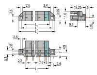 Pružinová svorkovnice THT rovná 7,5 mm šedá 6pól. WAGO 232-736/031-000
