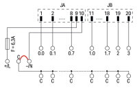 propojovací modul pro systémovou kabeláž, pro konektory řady 232, 2x10-pól.
