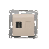 Zásuvka HDMI, (strojek s krytem) krémová KONTAKT SIMON DGHDMI.01/41