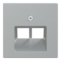 Centrální deska, Merten System M, RJ45, dvojitá, aluminium, matný plast 298060