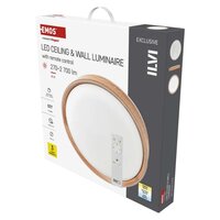 LED přisazené svítidlo ILVI, kruhové 45W, stmívání+CCT, dřevo EMOS ZM5161