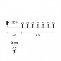 LED světelný řetěz - kuličky 2,5cm, 4m, teplá bílá, časovač