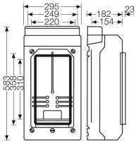 KV-Elektroměrová skříň s elektroměrovou deskou 295x583x182mm IP54 HENSEL KV 9338