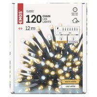 LED vánoční řetěz blikající 12 m venkovní i vnitřní teplá/studená bílá časovač