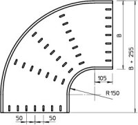 OBO RB 90 150 FS Oblouk 90° vodorovný kruhové provedení 110x500 Ocel pás.zink