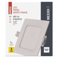 LED vestavné svítidlo NEXXO, čtvercové, bílé, 7W, neutrální bílá EMOS ZD2125