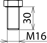Šroub se 6-ti hrannou hlavou DIN 933 M16x30mm NIRO DEHN 561931