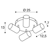 ASTO TUBE, stropní přisazené svítidlo, válcové, max. 4x 10 W, bílé SLV 1006430