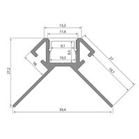 Hliníkový profil pro obklady a dlažbu černý DS, 39x27mm, černý difuzor, 1m