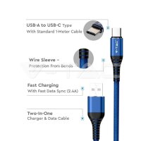 1 M Type C USB Cable Blue Gold Series VT-5352 V-TAC SKU8633