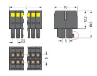 1vodičová pružinová svorkovnice, 2řadá, CAGE CLAMP, 1,5 mm2, Černá WAGO 713-1102
