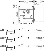Připojovací skříň FV 3x string, 3x vstup střídače se spínačem HENSEL MI PV 2233