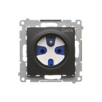 Zásuvka jednonásobná DATA, s uzemněním s klíčem, 16A, 250V~, černá matná