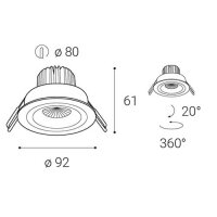 Svítidlo 191N, W DIM TRIAC 6W 3000K zápustné bílé LED2 2160331DT