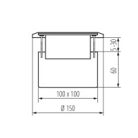 Kulatá kovová krabice do podlahy BIURO+ POP-UP 1+1/2xM45 mosaz 28310 Kanlux
