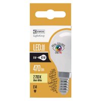 LED žárovka Basic 6W(40W) 470lm E14 WW Ra96 mini globe Emos teplá bílá