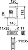 OBO TPDG 145 FS Nástěnný a stropní držák pro mřížový žlab B145mm Ocel pás.zink