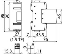 Svodič přepětí typ 2 DG SE H 1000 VA FM 1pól Uc 1000V AC Varistor + GDT
