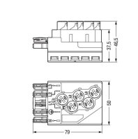 Odbočovací modul, pro plochý kabel, 5x2,5mm2 + 2x1,5mm2, červená 5pól. 772-268