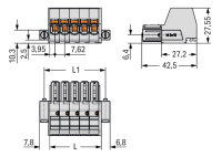 Pružinová svorka Push-in CAGE CLAMP 10mm2 sv.šedá 4pól. WAGO 831-3104/107-000