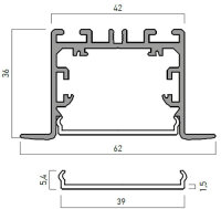 PRF063 WALL/CEILING REC. AL. PROFILE wit