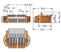 1vodičová pružinová svorkovnice, Páčka, Push-in CAGE CLAMP, Světle šedá