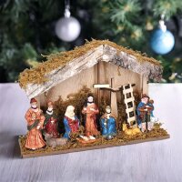 LED dřevěný betlém podsvícený, 26x17cm, 6x LED, 2x AA SOLIGHT 1V276