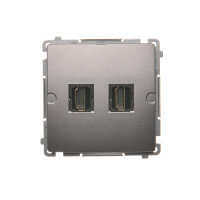 dvojitá zásuvka HDMI, (strojek s krytem) Inox KONTAKT SIMON BMGHDMI2.01/21