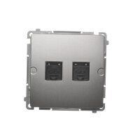 Zásuvka počítačová RJ45 dvojnonásobná kat. 6, s protiprachovou clonou, Satén